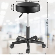 Taburetka na kolescih BONY, Ø35cm, črna