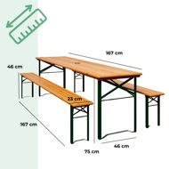 Pivski komplet KLASIK, 170cm, naravno rjav
