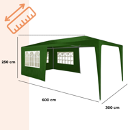 Paviljon za zabave NEAPOL, 3x6m, zelen