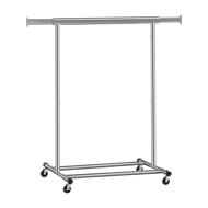 Stojalo za oblačila INEZ na kolesih, maks. 90kg, 83,5x45x160cm, srebrn