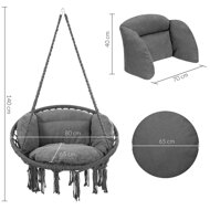 Viseči stol BOHO z blazinami, Ø61 cm, antracitna
