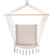 Závesné kreslo BOHO s vankúšmi, Ø61cm, béžová