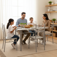 Jedilni komplet PAUL, 5-delni, žametno bel