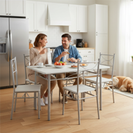 Jedilni komplet PAUL, 5-delni, žametno bel