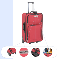 Komplet potovalnih kovčkov TRAVEL, 5-delni, rdeč