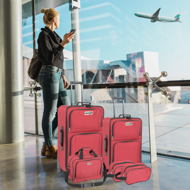 Komplet potovalnih kovčkov TRAVEL, 5-delni, rdeč