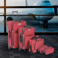 Komplet potovalnih kovčkov TRAVEL, 5-delni, rdeč