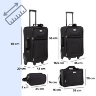 Komplet potovalnih kovčkov TRAVEL, 5-delni, črn