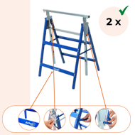 Teleskopski gradbeni kozli DANNY, set 2 kosov, maks. 200 kg, 60 x 56 x 81–130 cm, srebrna/modra