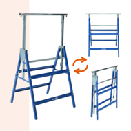 Teleskopski gradbeni kozli DANNY, set 2 kosov, maks. 200 kg, 60 x 56 x 81–130 cm, srebrna/modra