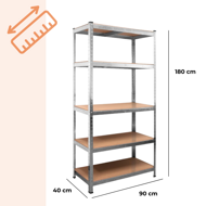 Regal za težke obremenitve HEAVY, maks. 875kg, 90x40x180cm, srebrn