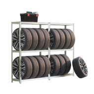 Regal za pnevmatike TYRE, 120x40x180cm, maks. 795kg, jeklen/svetlo rjav