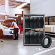Regal za pnevmatike TYRE, 120x40x180cm, maks. 795kg, jeklen/svetlo rjav