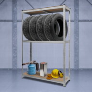 Regal za pnevmatike TYRE, 120x40x180cm, maks. 795kg, jeklen/svetlo rjav