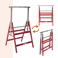 Teleskopski gradbeni kozli DANNY, set 2 kosov, maks. 200 kg, 60 x 56 x 81–130 cm, srebrna/rdeča