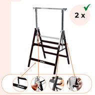 Teleskopski gradbeni kozli DANNY, set 2 kosov, maks. 200 kg, 60 x 56 x 81–130 cm, srebrna/črna