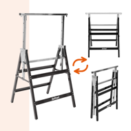 Teleskopski gradbeni kozli DANNY, set 2 kosov, maks. 200 kg, 60 x 56 x 81–130 cm, srebrna/črna