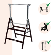 Teleskopski gradbeni kozli DANNY, set 2 kosov, maks. 200 kg, 60 x 56 x 81–130 cm, srebrna/črna