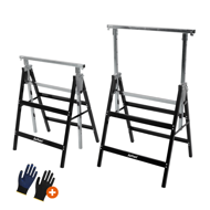 Teleskopski gradbeni kozli DANNY, set 2 kosov, maks. 200 kg, 60 x 56 x 81–130 cm, srebrna/črna