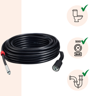 Komplet za čiščenje cevi Premium, 15m, črn