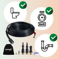 Komplet za čiščenje cevi Premium, 15m, črn