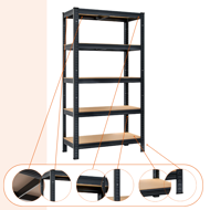 Regal za težke obremenitve HEAVY, maks. 875kg, 90x40x180cm, črn