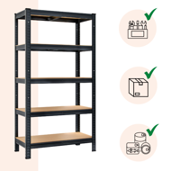 Regal za težke obremenitve HEAVY, maks. 875kg, 90x40x180cm, črn