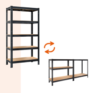 Regal za težke obremenitve HEAVY, maks. 875kg, 90x40x180cm, črn