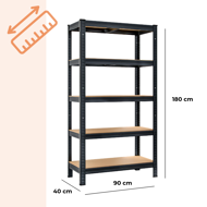 Regal za težke obremenitve HEAVY, maks. 875kg, 90x40x180cm, črn