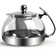 Čajník so sitkom TEA 1,2L+4 šálky, priesvitná, strieborná