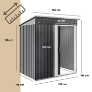 Vrtna lopa za orodje M, 162x86x181 cm, antracitna