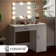 Toaletna mizica JOCELYN z osvetlitvijo, 140×90x40cm, bela