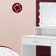 Toaletna mizica JOCELYN z osvetlitvijo, 140×90x40cm, bela