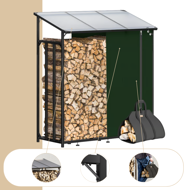 Nadstrešek za drva CORINA, 198x163x70cm, antracit/zelena
