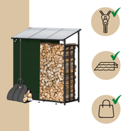 Nadstrešek za drva CORINA, 198x163x70cm, antracit/zelena