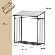 Nadstrešek za drva CORINA, 198x163x70cm, antracit/zelena