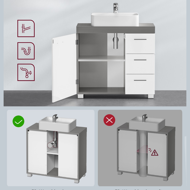 Omarica pod umivalnikom IVY, 30x70x64 cm, bela/siva