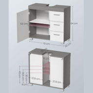 Omarica pod umivalnikom IVY, 30x70x64 cm, bela/siva
