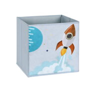 Regal za igrače in knjige VESMIR, 2 škatli, 93x30x100 cm, bela z nalepkami