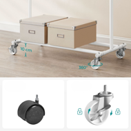 Stojalo za oblačila INEZ na kolesih, maks. 90kg, 83,5x45x160cm, bela