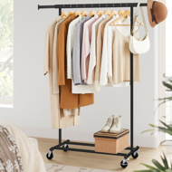 Stojalo za oblačila INEZ na kolesih, maks. 90kg, 83,5x45x160cm, črna