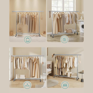 Oblekovni stojalo DOLLY na kolesih, max. 150 kg, 45x160-200x161,5cm, srebrna