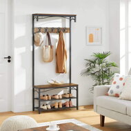 Stenski obešalnik HENRY s prostorom za čevlje, 80x30x178,5cm, rjav/črn