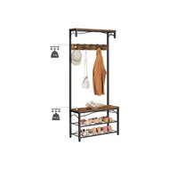 Stenski obešalnik HENRY s prostorom za čevlje, 80x30x178,5cm, rjav/črn