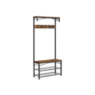 Stenski obešalnik HENRY s prostorom za čevlje, 80x30x178,5cm, rjav/črn