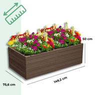 Visoka greda WOODY, 2 kosa, 149x75,6x25cm, rjava