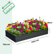 Visoka greda WOODY, 149x75,6x25cm, antracit