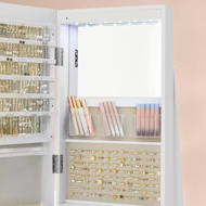 Stoječe ogledalo s prostorom za nakit CHANTAL, 54,5×54,5×162 cm, bela