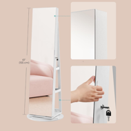 Stoječe ogledalo s prostorom za nakit CHANTAL, 54,5×54,5×162 cm, bela