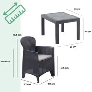 Záhradný set JUNGLE, 4-dielny, antracitová